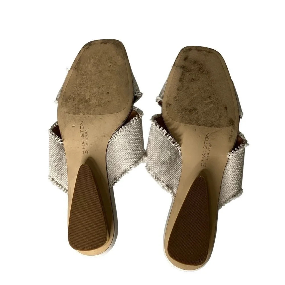 Halston Heritage Estella Woven Fabric Criss‎ Cross Slide Sandals - Size 10M